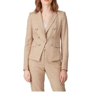 Veronica Beard Diego Tan Plaid Dickey Blazer Jacket Sz 10